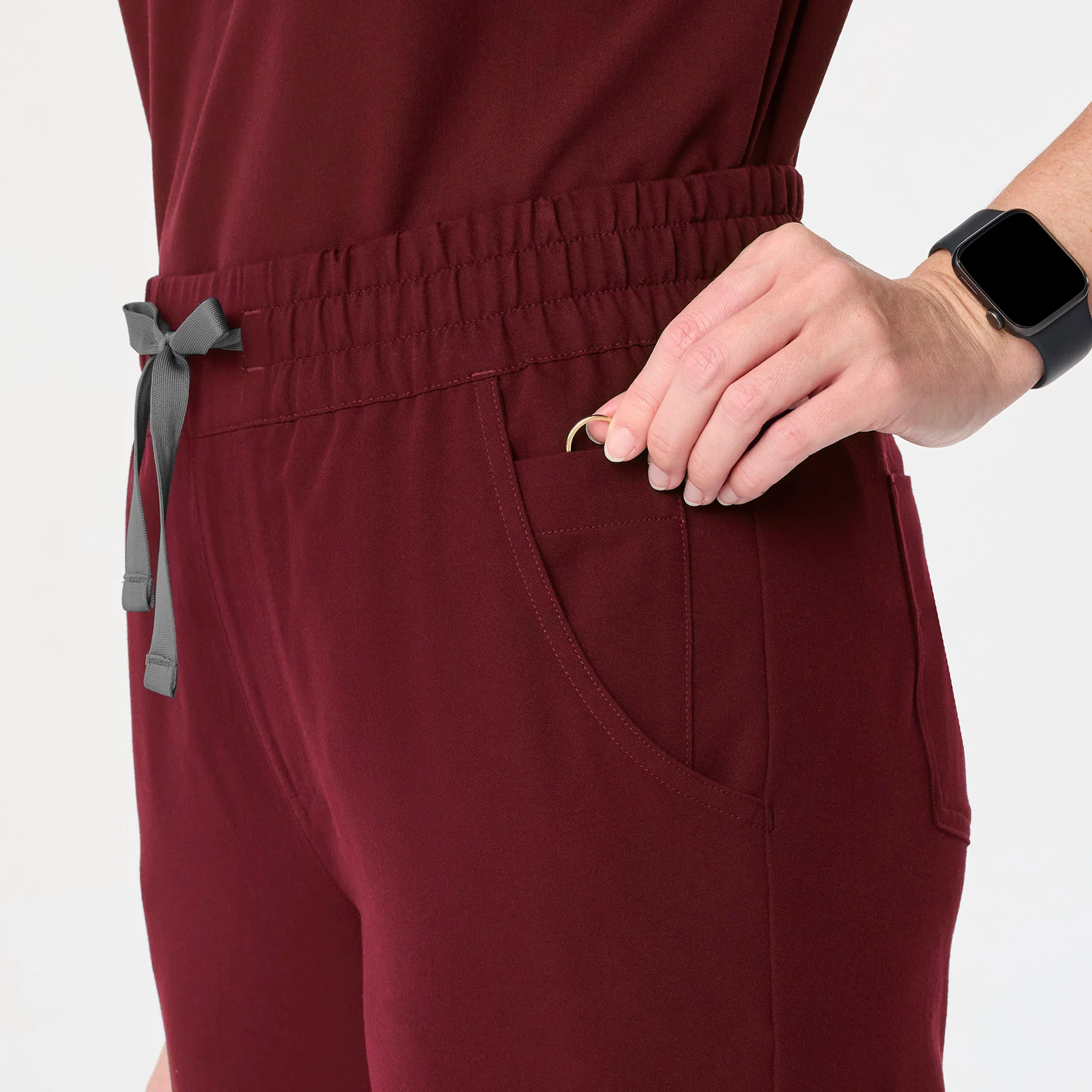 women's Burgundy High Waisted Uman Relaxed - Jogger Scrub Pant - Image 7
