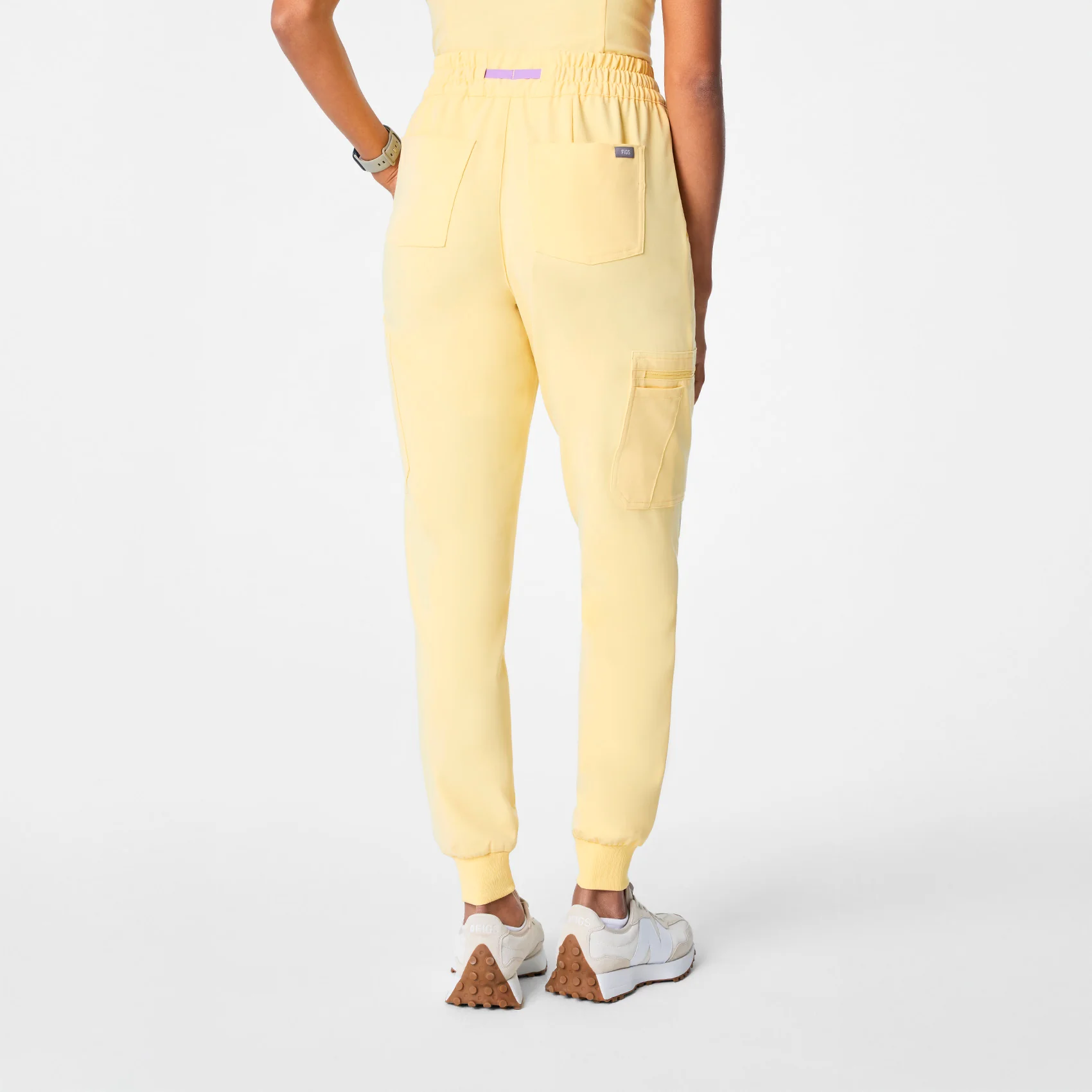 women's Butter Yellow High Waisted Uman Relaxed - Tall Jogger Scrub Pant - Image 4