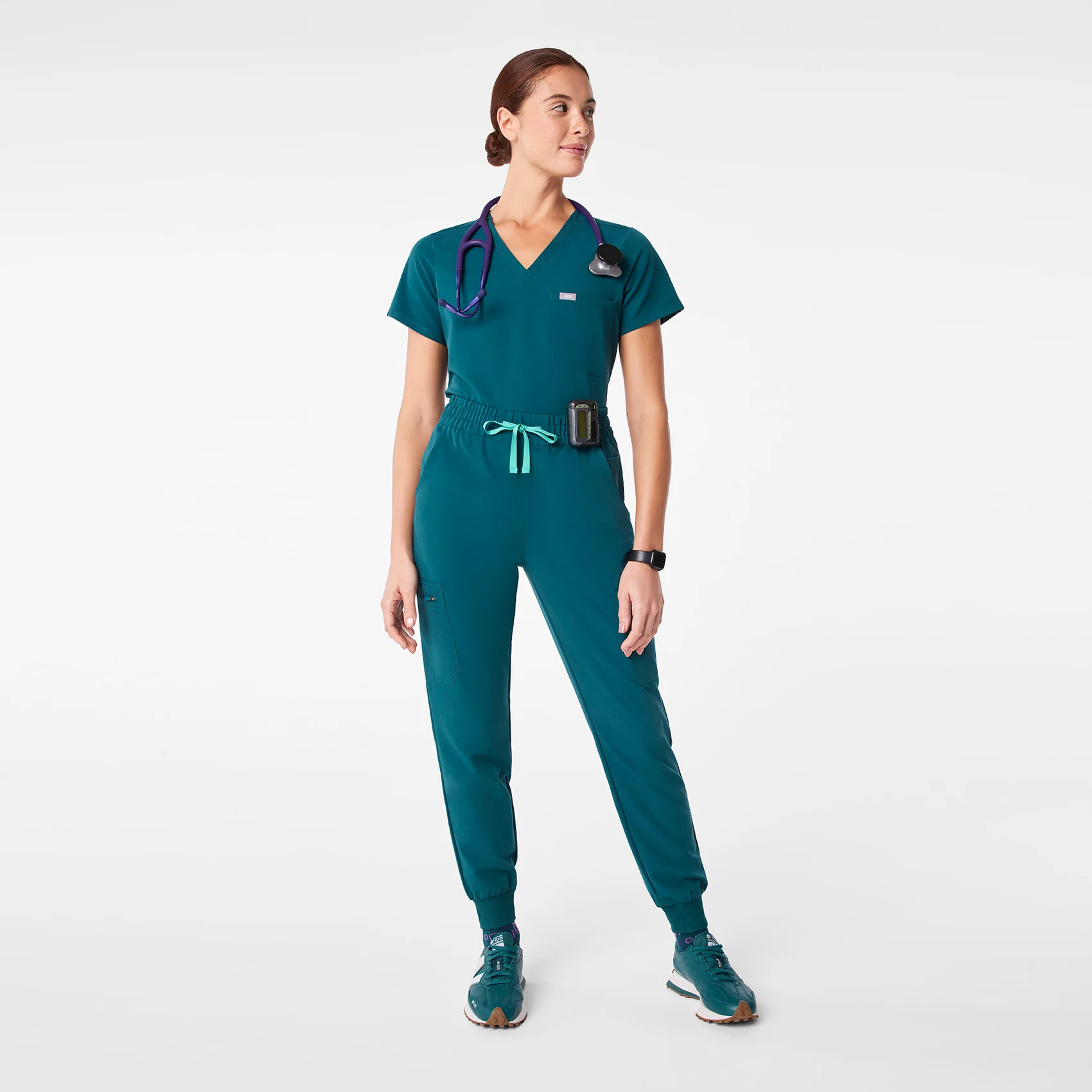 women's Caribbean Blue High Waisted Uman Relaxed - Jogger Scrub Pant - Image 2
