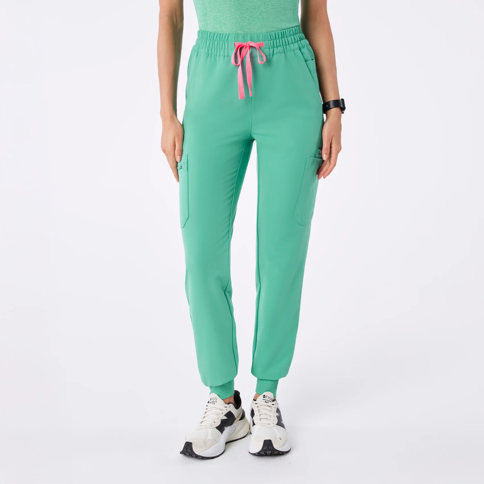 women's Surgical Green High Waisted Uman Relaxed - Petite Jogger Scrub Pant