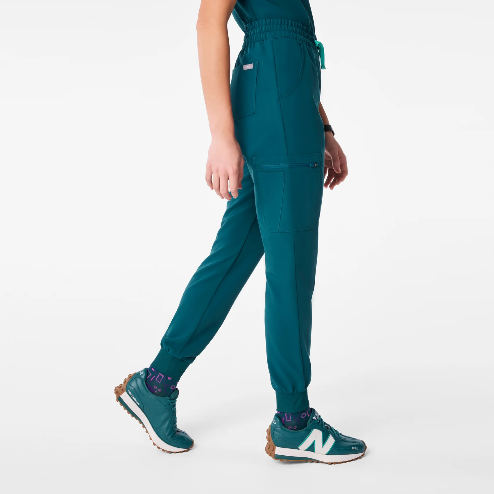 women's Caribbean Blue High Waisted Uman Relaxed - Tall Jogger Scrub Pant - Image 3