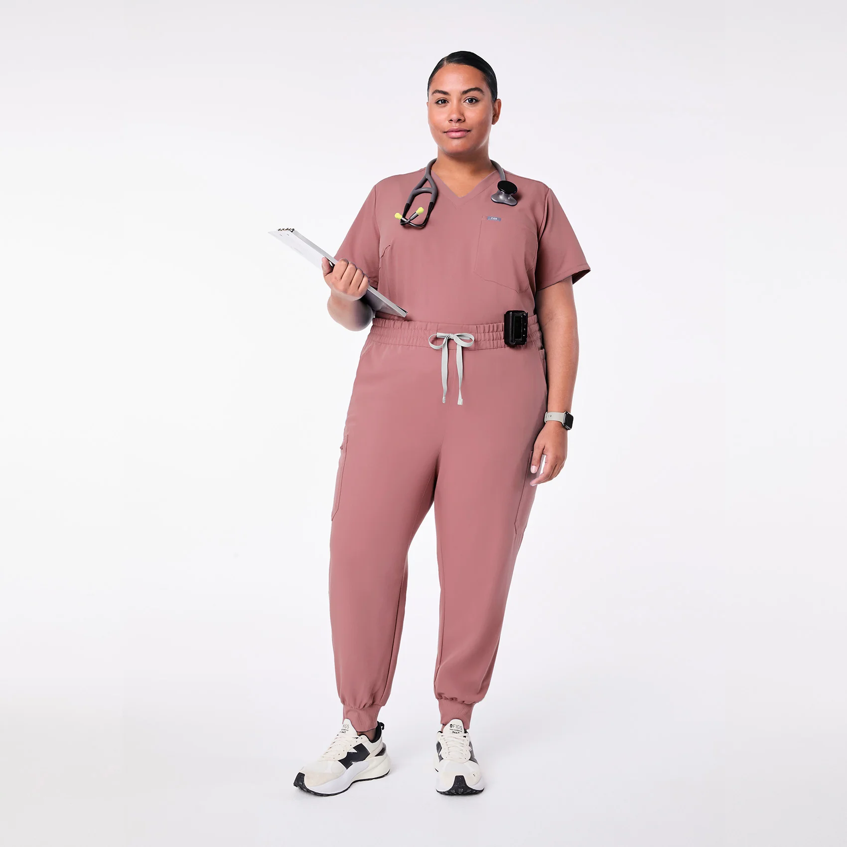 women's Mauve High Waisted Uman Relaxed - Petite Jogger Scrub Pant (3XL-6XL) - Image 2