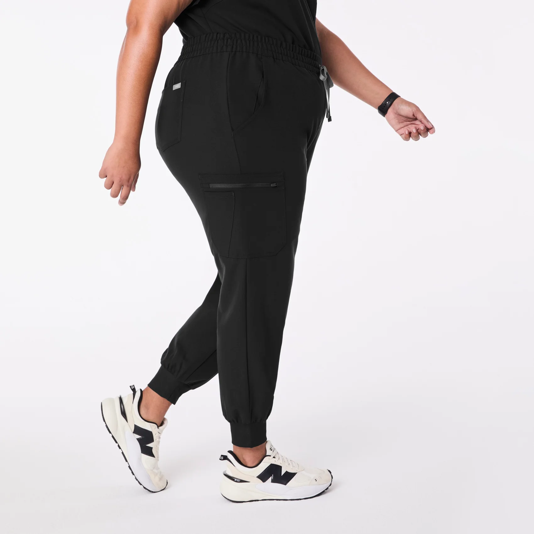 women's Black High Waisted Uman Relaxed - Tall Jogger Scrub Pant (3XL-6XL) - Image 3