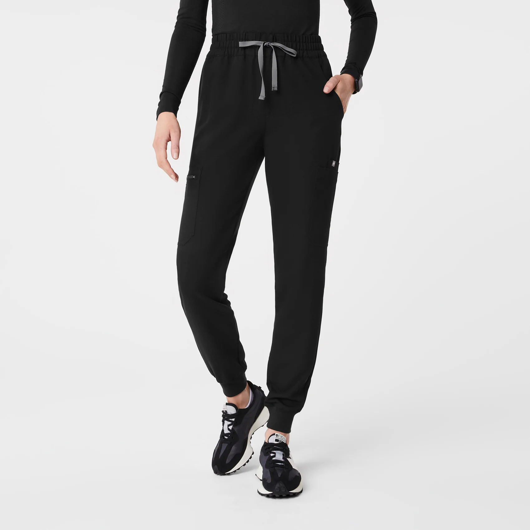 women's Black High Waisted Uman Relaxed - Tall Jogger Scrub Pants