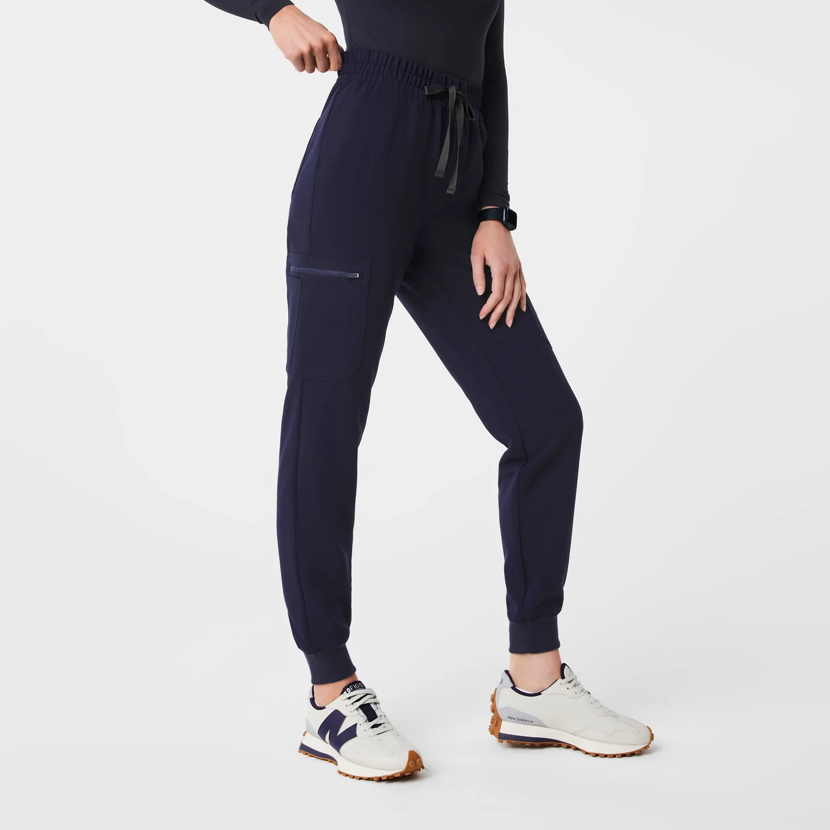 women's Navy High Waisted Uman Relaxed - Tall Jogger Scrub Pants - Image 3