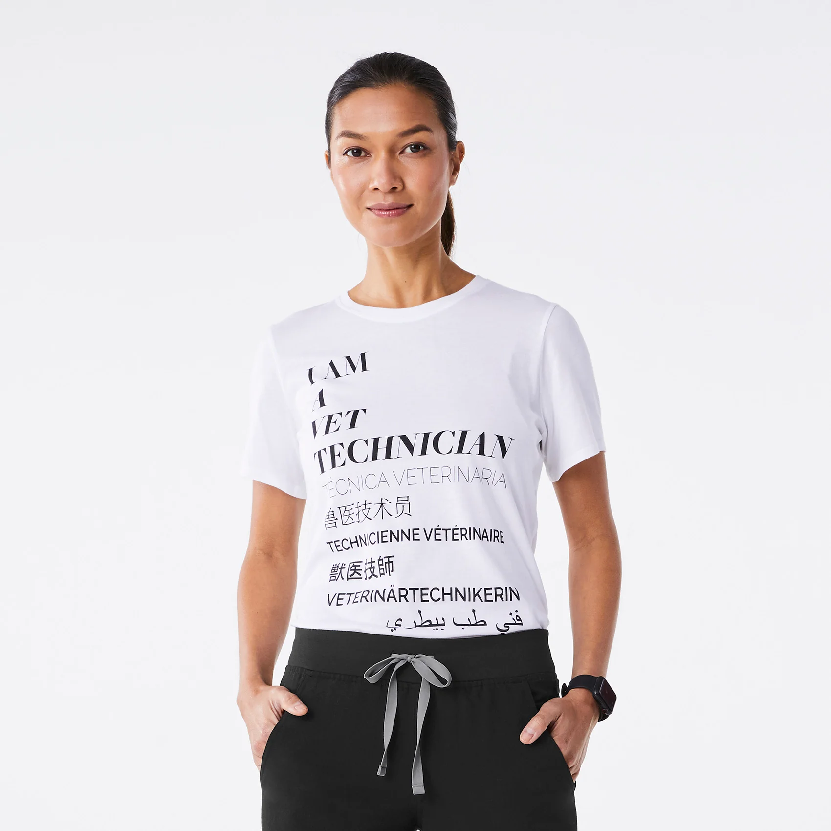 women's White Vet Technician Supersoft - Shortsleeve Underscrub