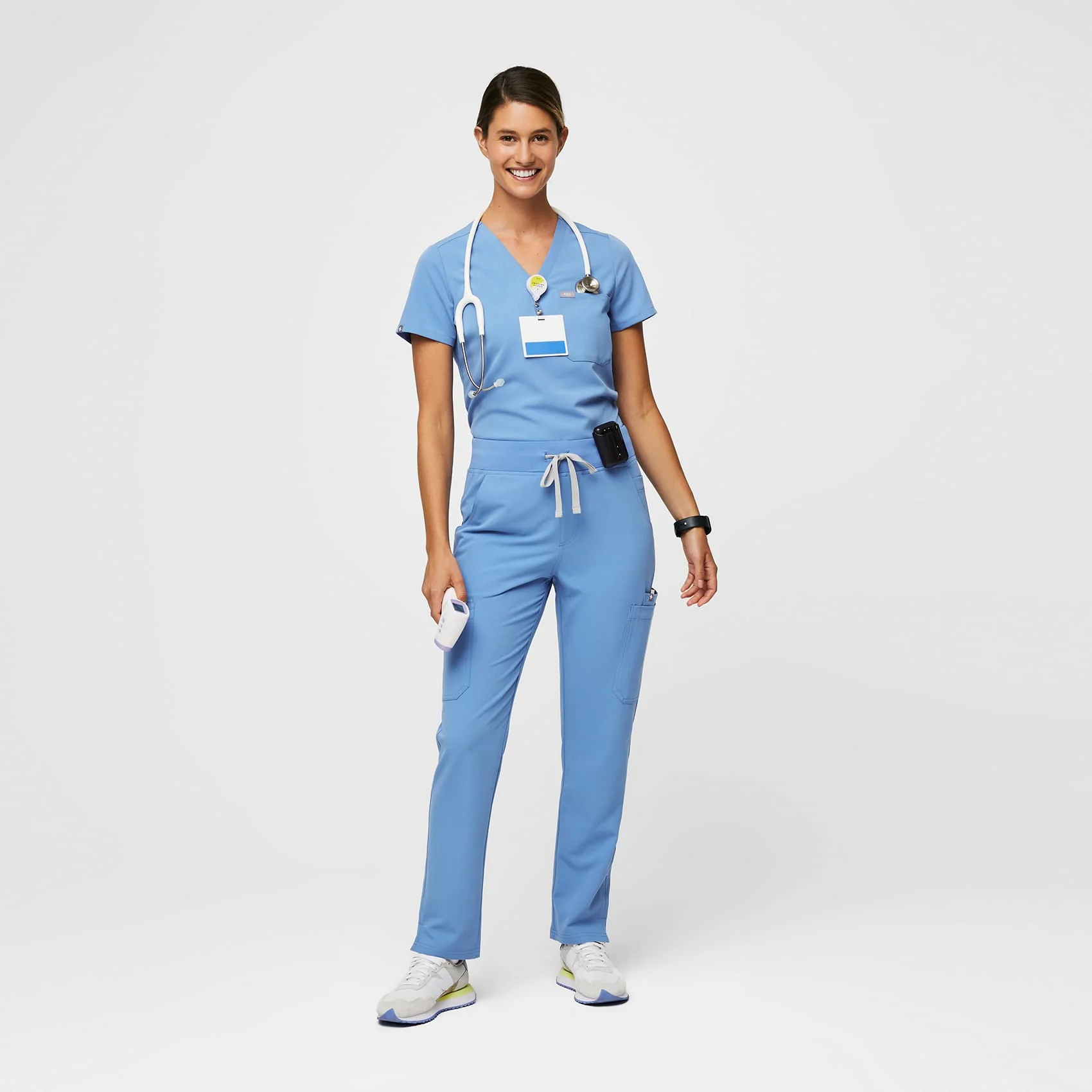 women's Ceil Blue Yola™ High Waisted 2.0 - Petite Skinny Scrub Pants - Image 2