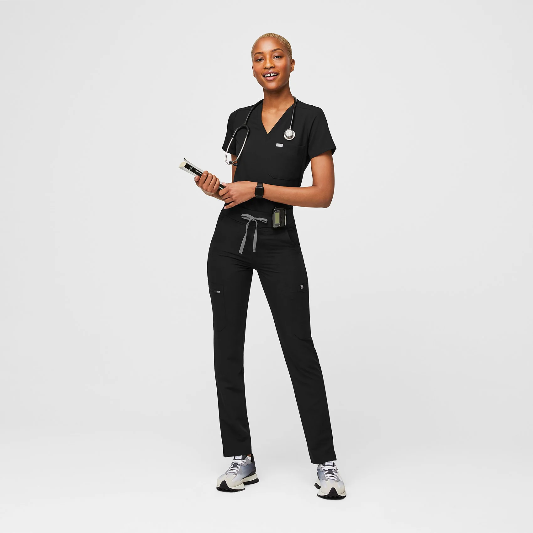 women's Black Yola™ High Waisted 2.0 - Tall Skinny Scrub Pants - Image 2