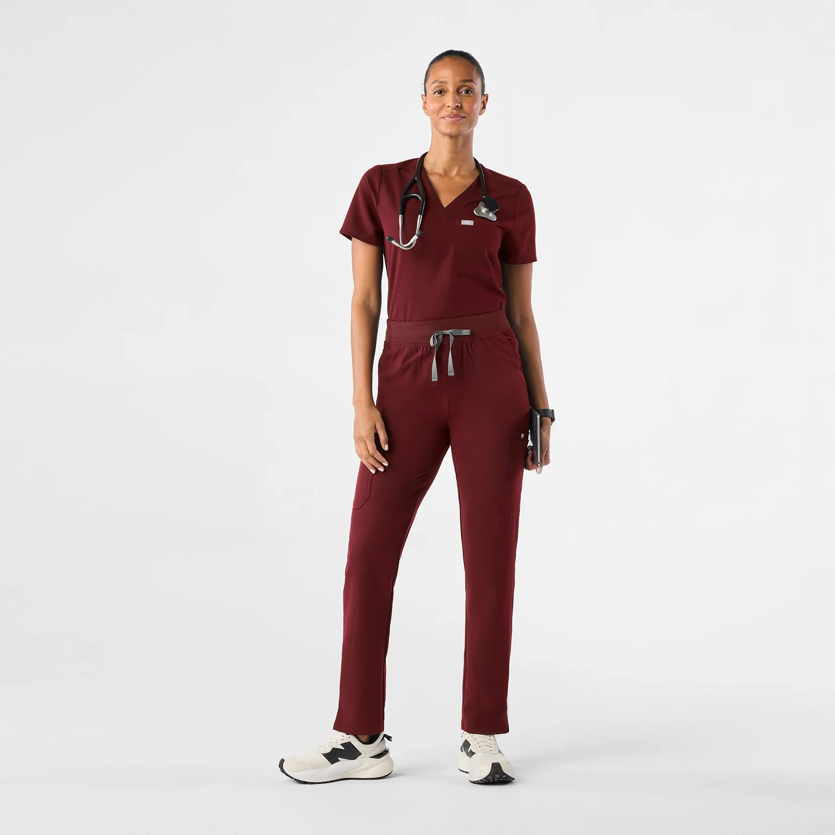 women's Burgundy Yola™ High Waisted 2.0 - Tall Skinny Scrub Pants - Image 2
