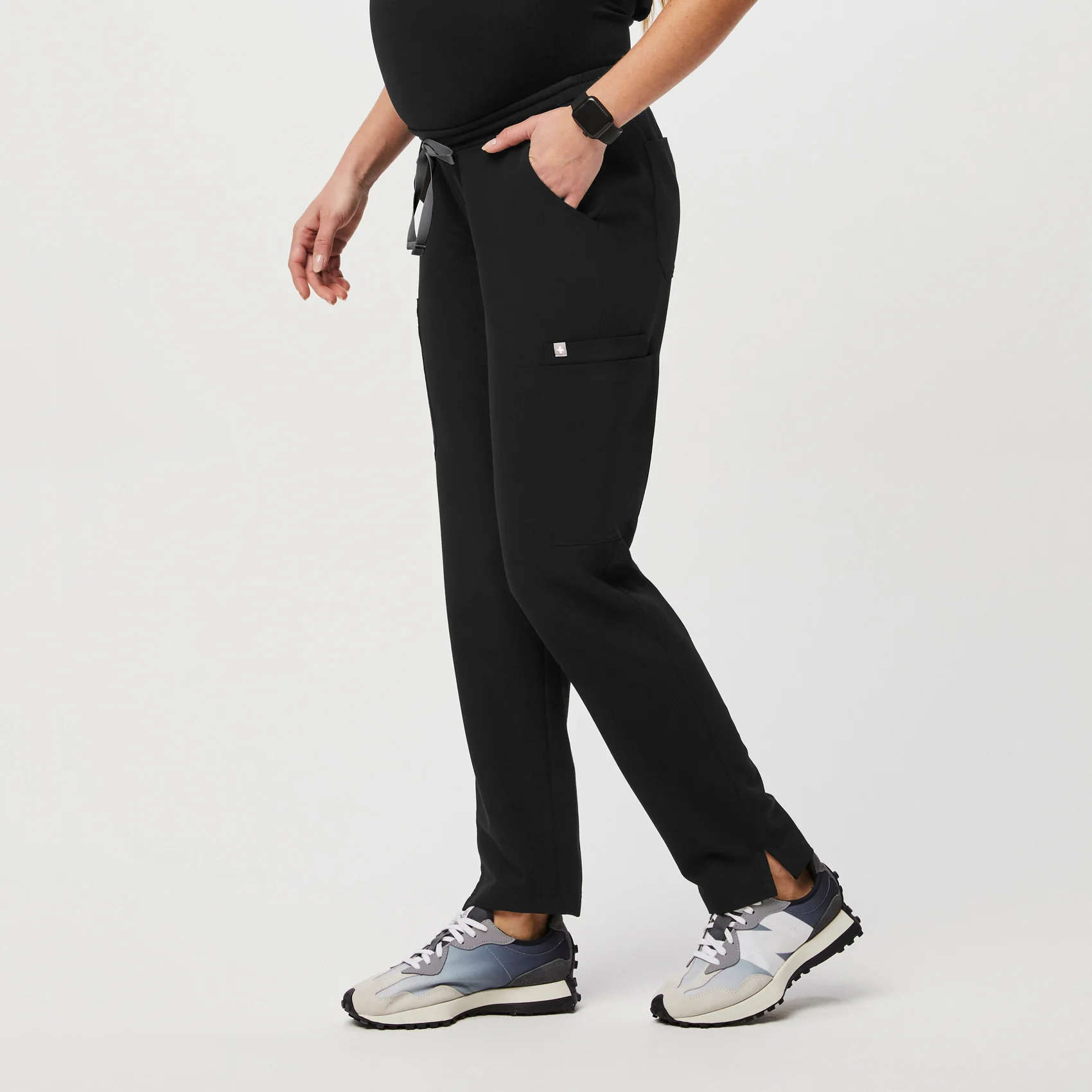 Women's Black Yola™ Maternity - Skinny Scrub Pants - Image 3