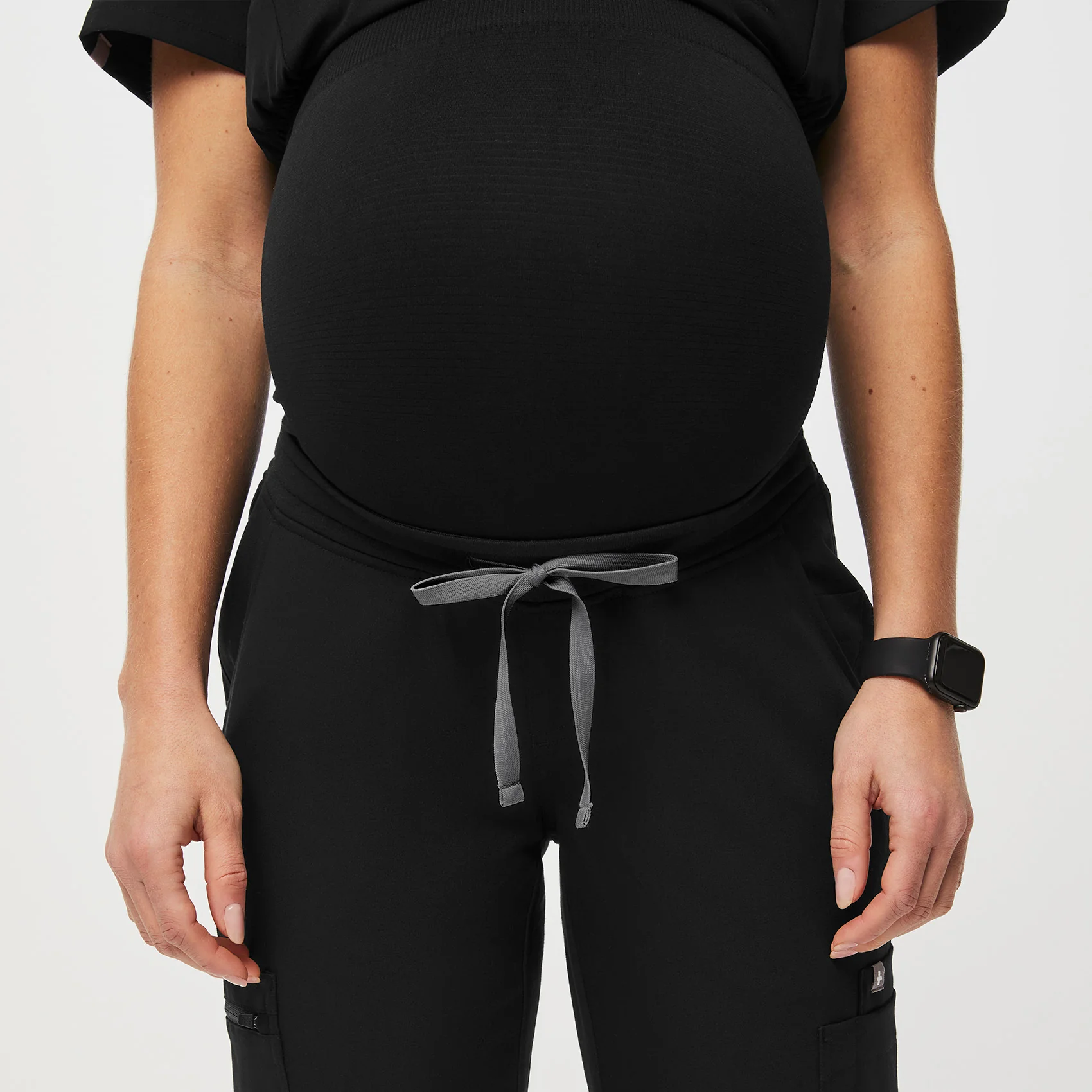 women's Black Yola™ Maternity - Petite Skinny Scrub Pants - Image 6